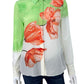 alice & olivia NWT Brady Ombre Floral Silk Button-Down Shirt Size S