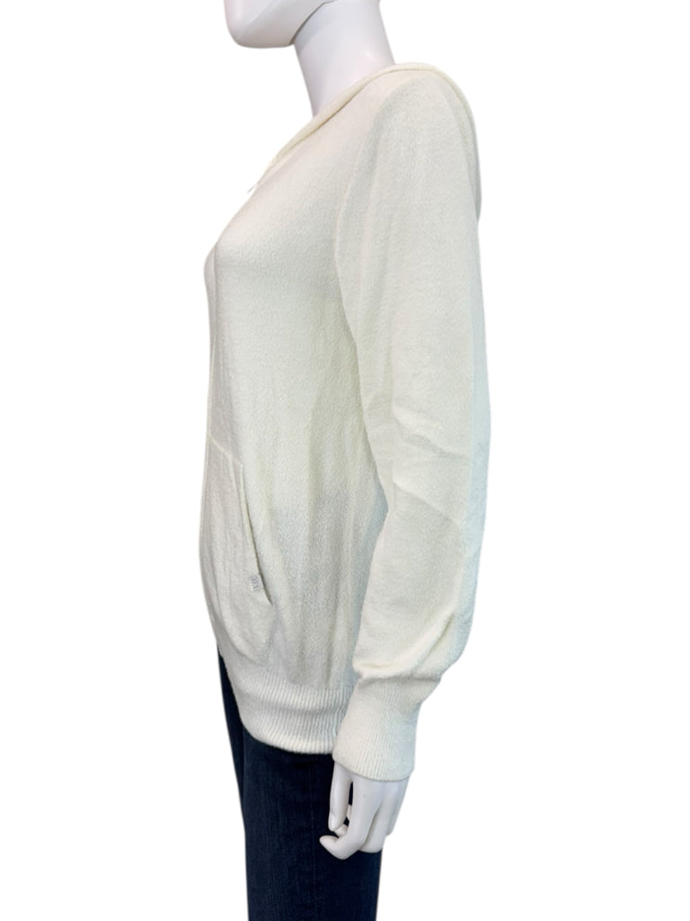 Kashwere Cream Hooded Zip Front Jacket Size S