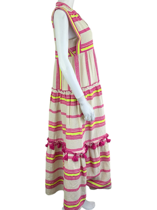 Saylor Yellow and Pink Casual Dress Size S Tall