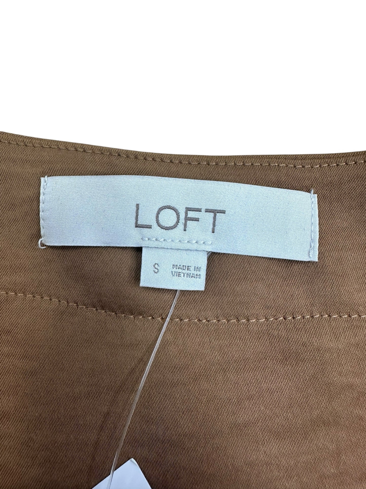 NWT LOFT Brown Satin Blouse Size S
