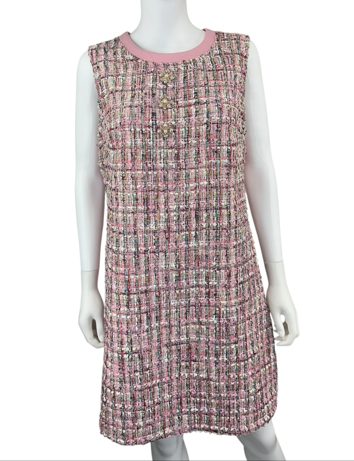 VOY Pink Tweed Mini Dress Size L