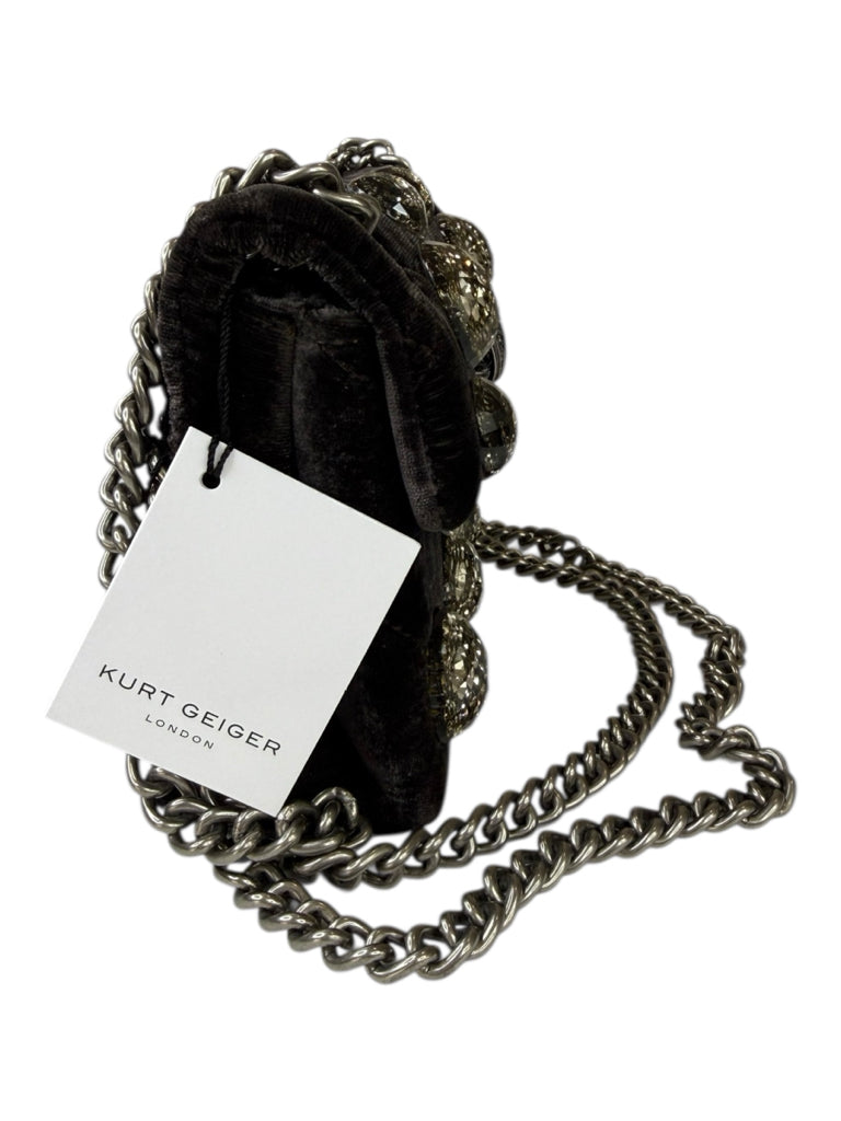 KURT GEIGER NWT Black Velvet Mini Kensington Crossbody Purse
