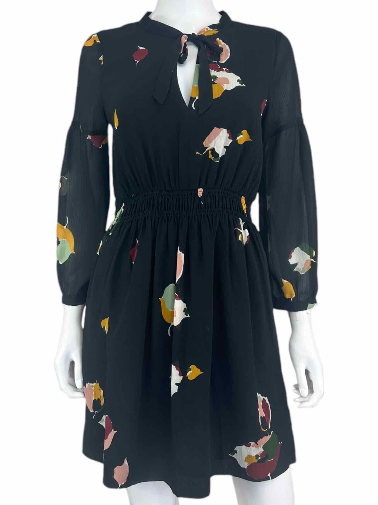 Madewell Black Abstract Floral Dress Size 4