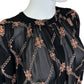 Johnny Was NWT Black Sheer Prin Iman Blouse Size M