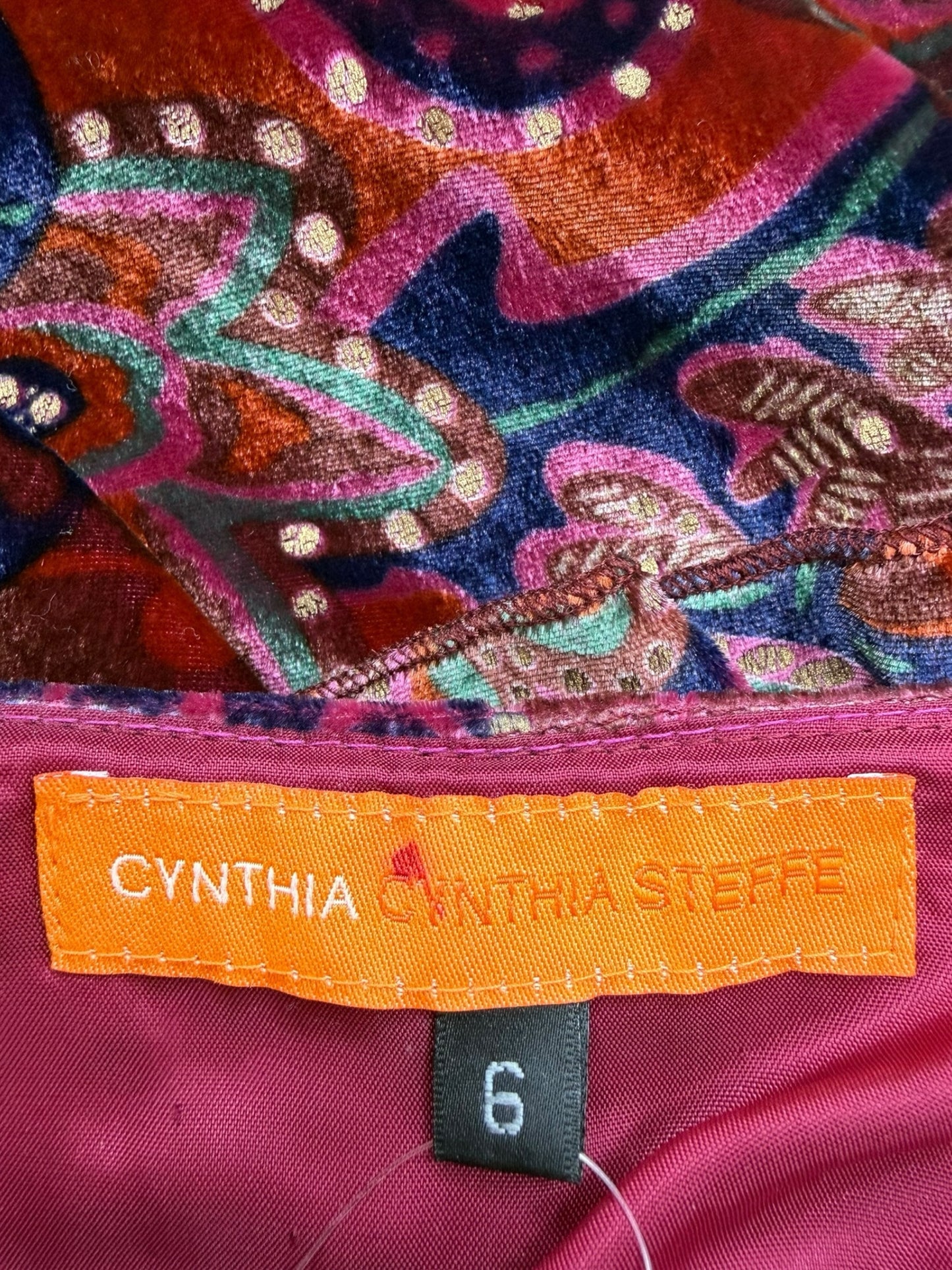 Cynthia Steffe Maroon Velvet Paisley Midi Skirt Size 6