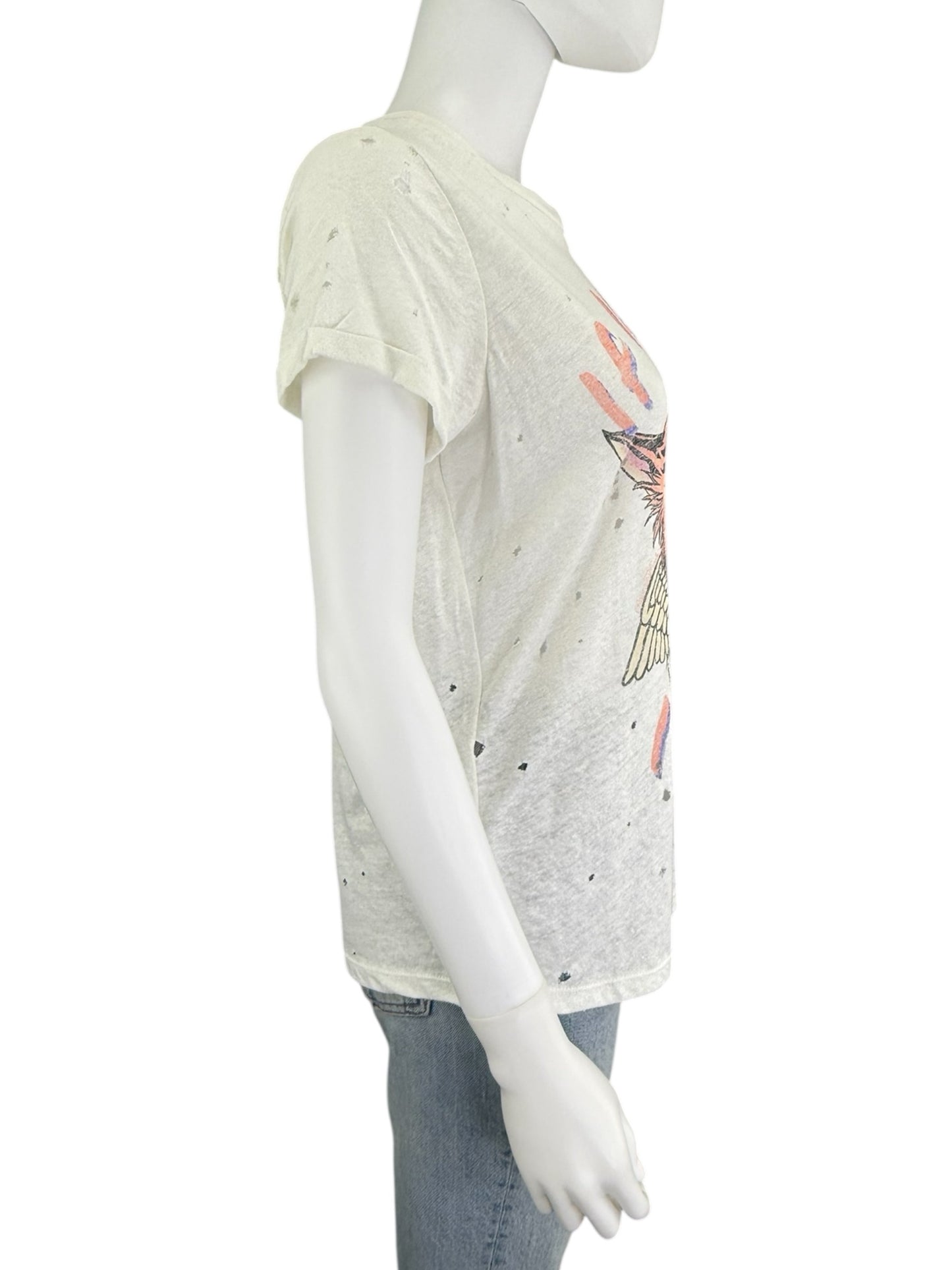Lauren Moshi Distressed Bess If I Roar Graphic Tee Size XS