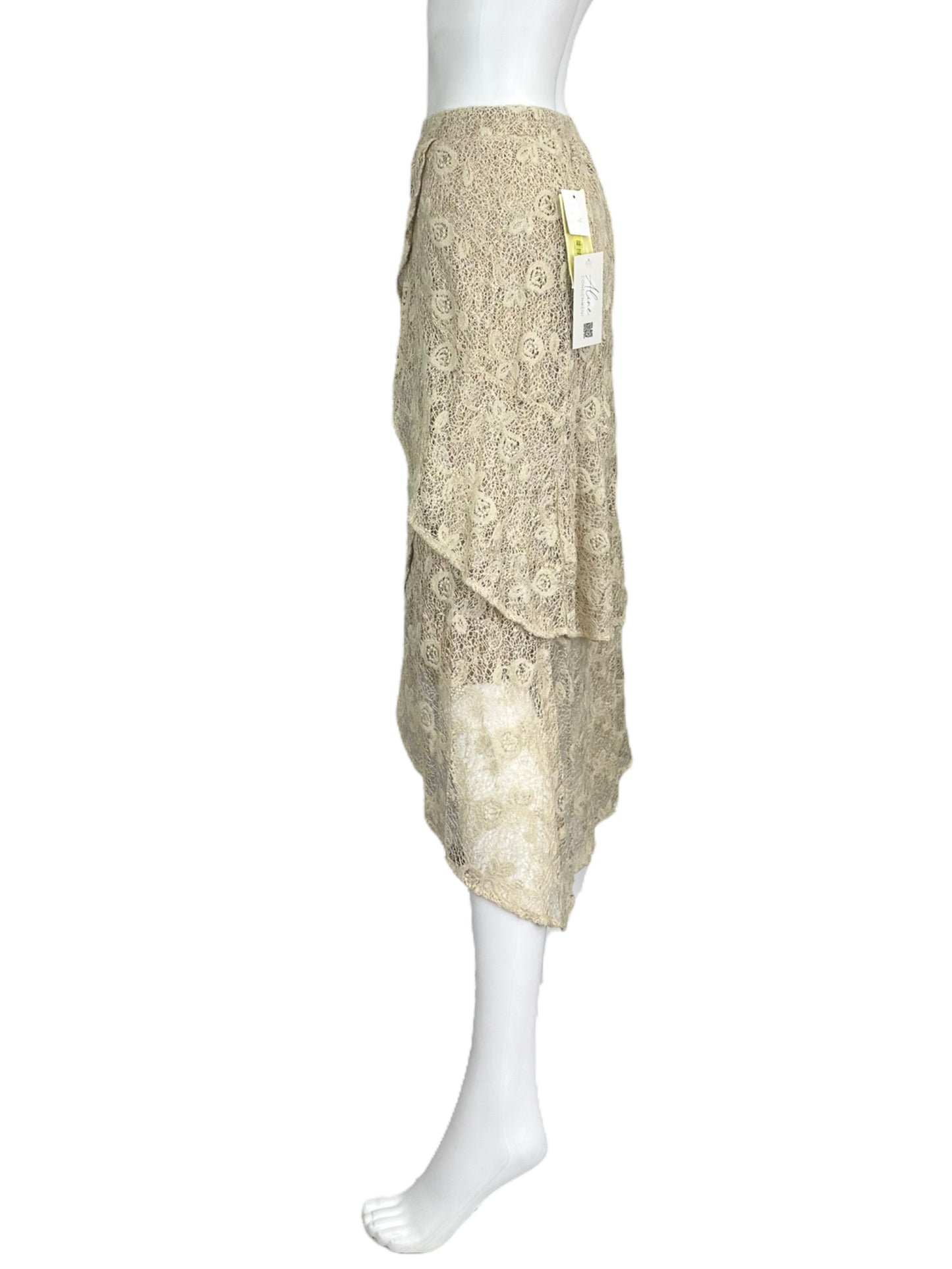 reba Khaki Lace Flowy Maxi Skirt Size L