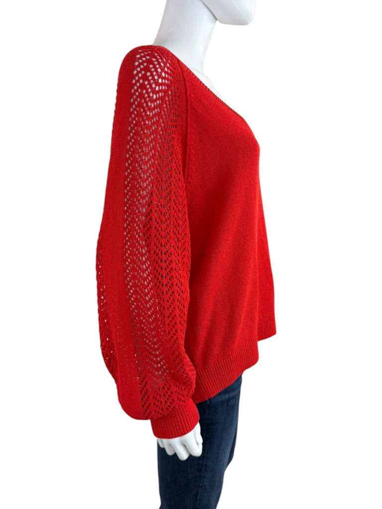 BROCHU WALKER Red Cotton Sweater Size L