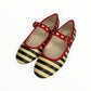 CHARLOTTE STONE Raleigh Leather Striped Mary Jane Flats Size 7