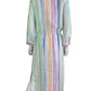 120% Lino 100% Linen Pastel Stripe Button-Down Dress Size 44