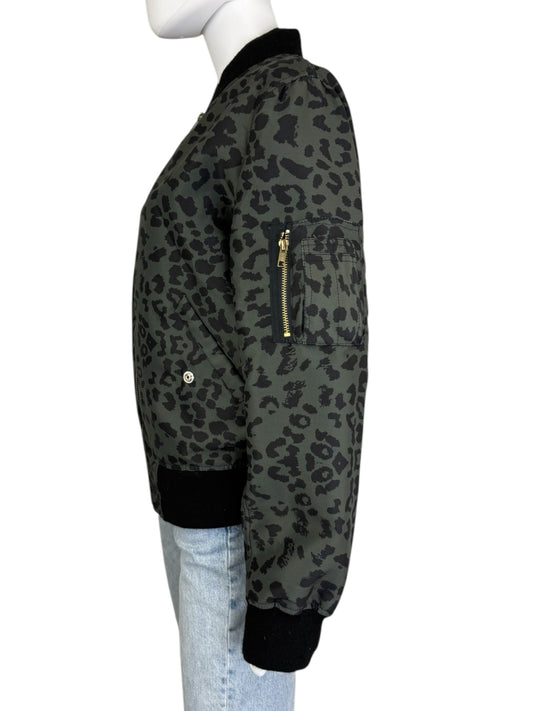 CHRLDR Green Leopard Satin Bomber Jacket Size M
