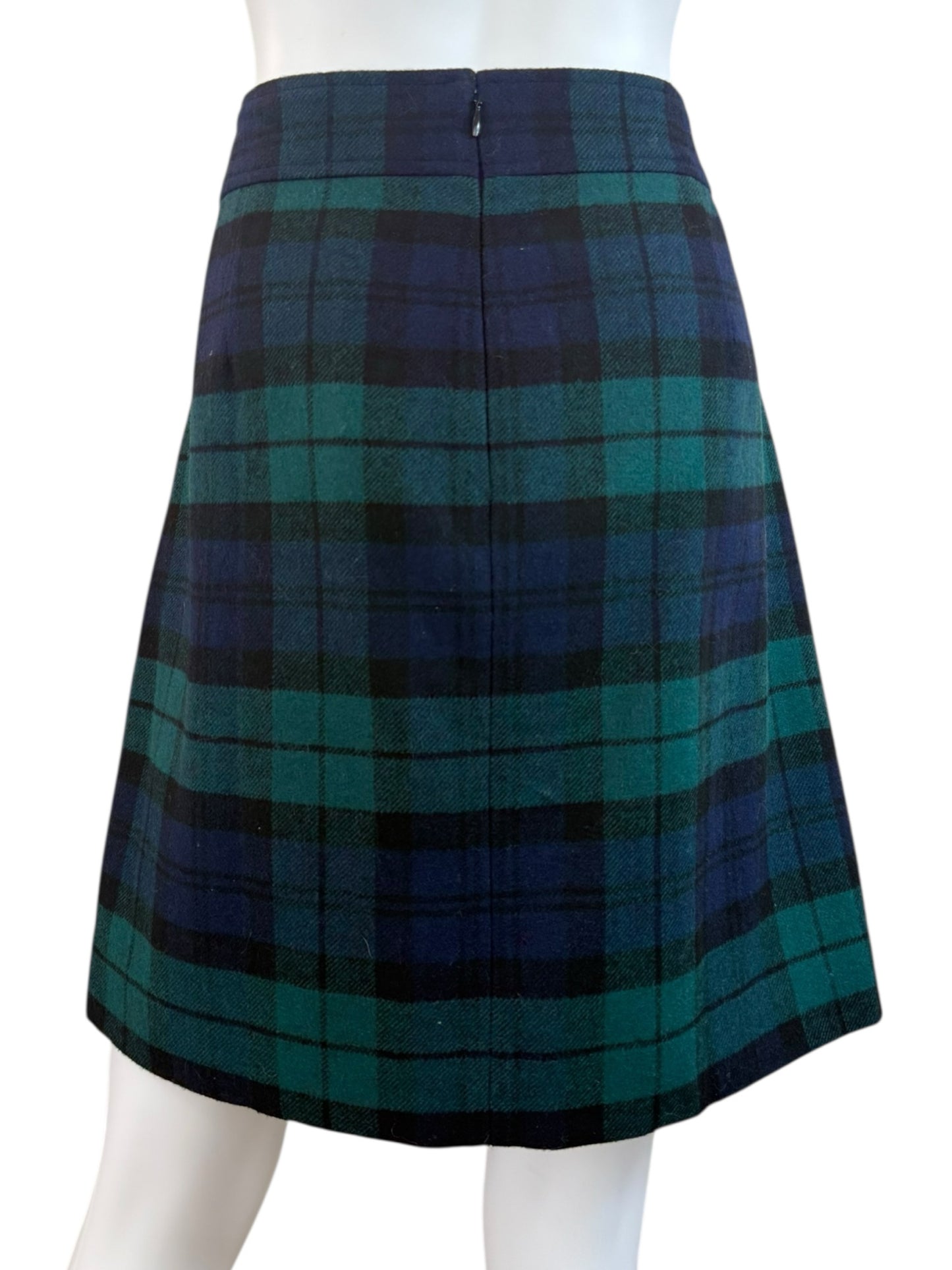 J. Crew Blue Tartan Plaid Pencil Skirt Size 14