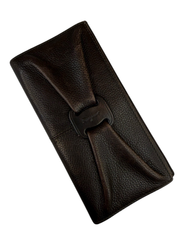Salvatore Ferragamo Brown Leather Vara Ribbon Wallet