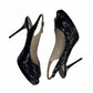 JIMMY CHOO Black Sequin Nova Glitter Slingback Pumps Size 38