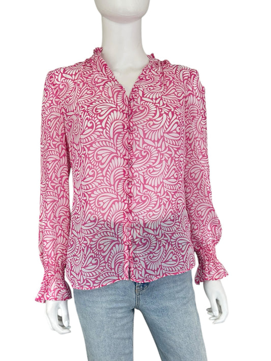 Boden Light Pink Paisley Blouse Size 2