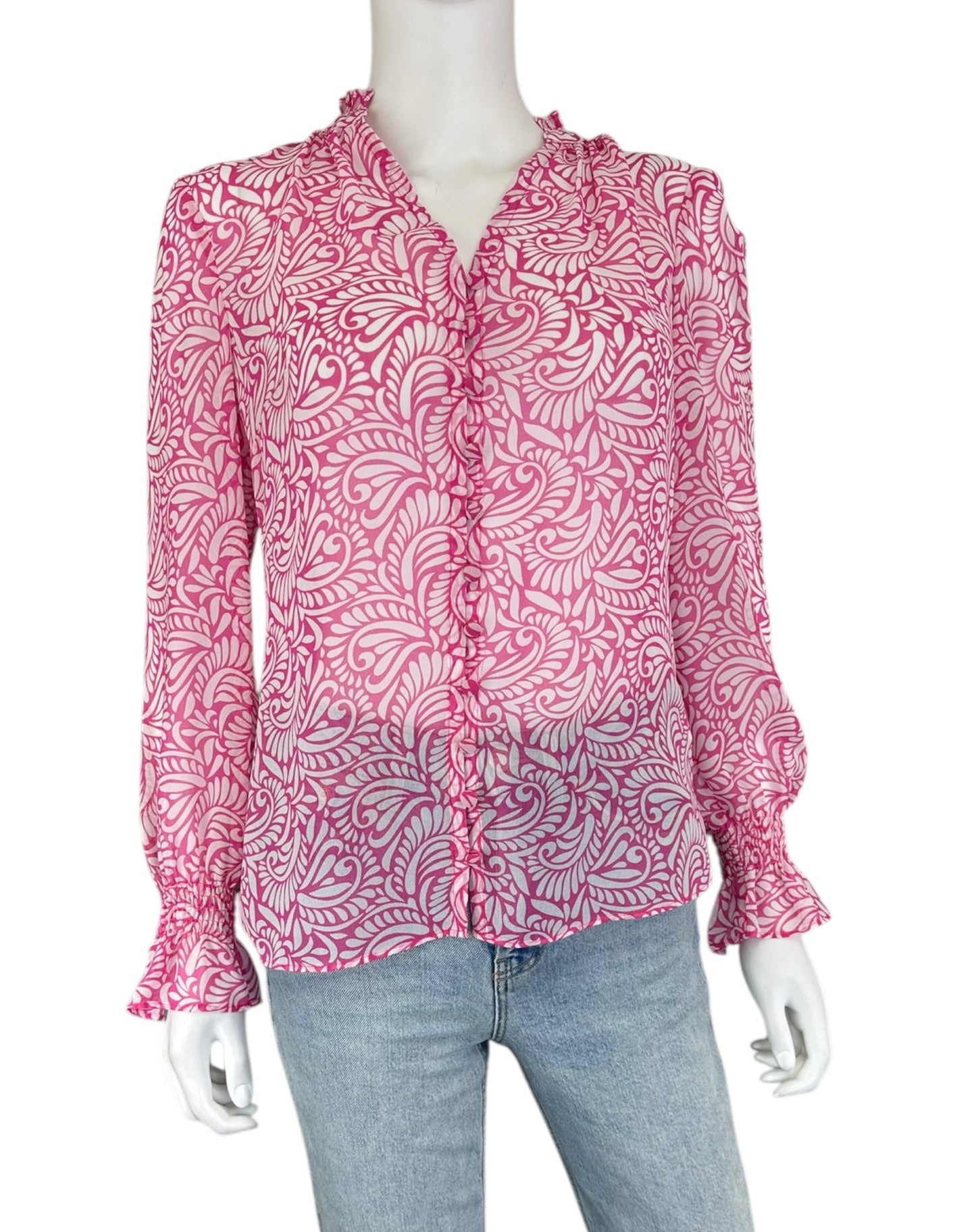 Boden Pink Paisley Blouse Size 2