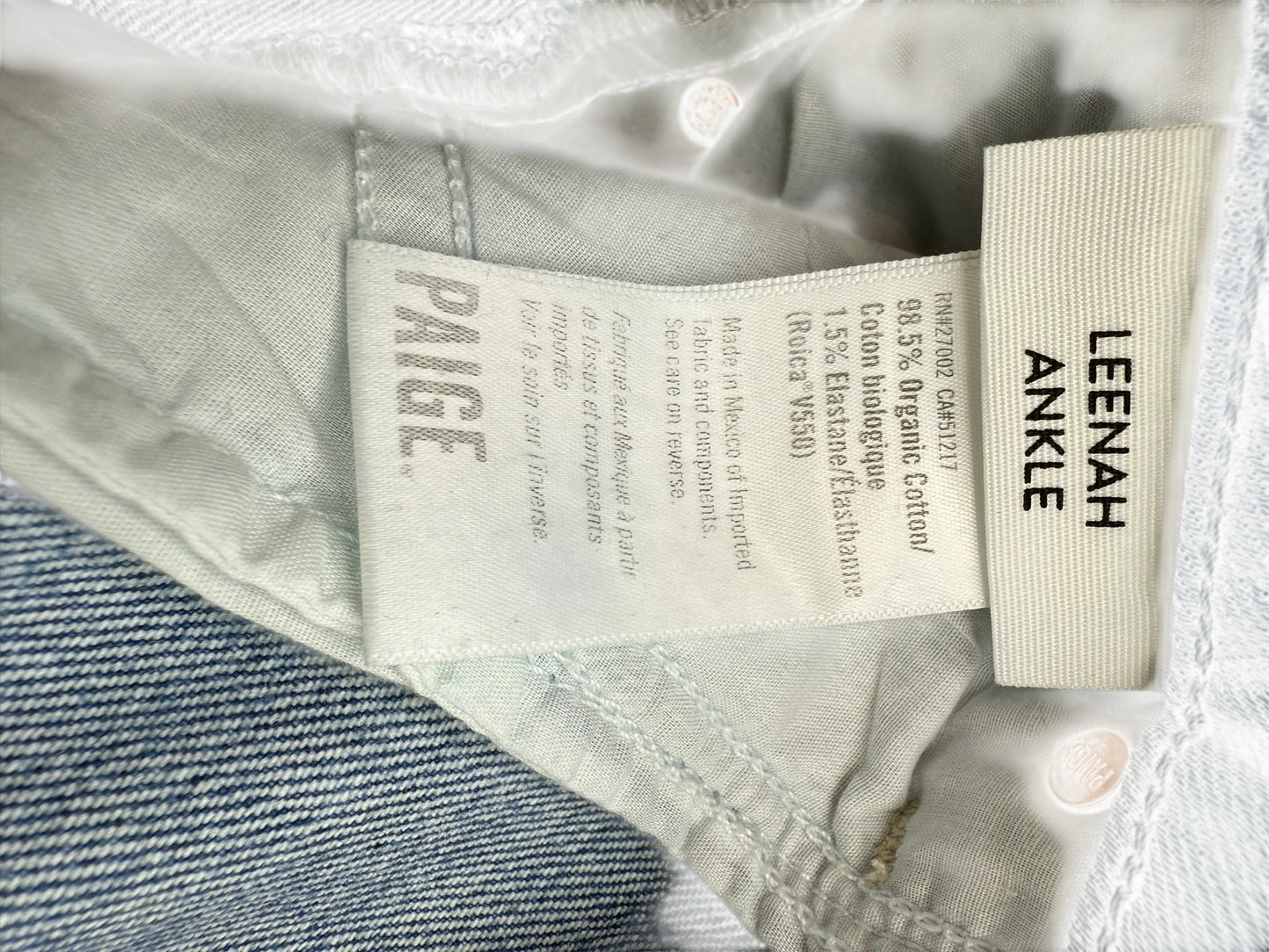 PAIGE Blue Leenah Ankle Denim Jeans Size 28