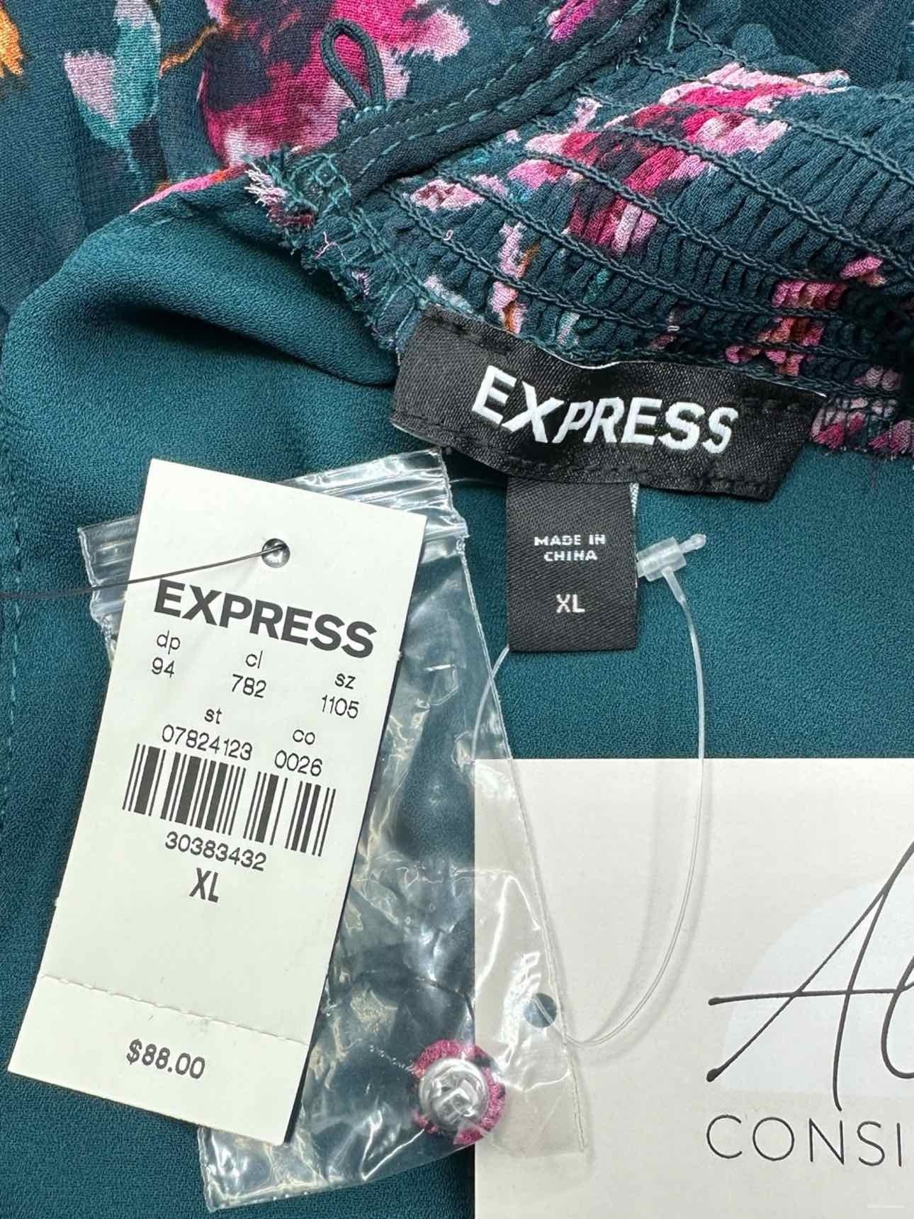 EXPRESS NWT Green Floral Mini Dress Size XL