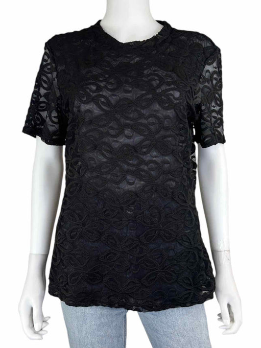 Johnny Was Black Lace Knit Top Size L