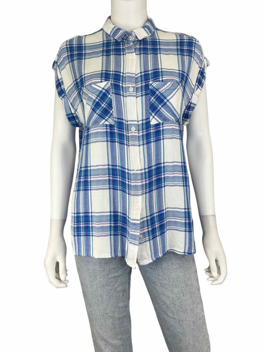 Rails Blue Plaid Flannel Button-down Top Size L