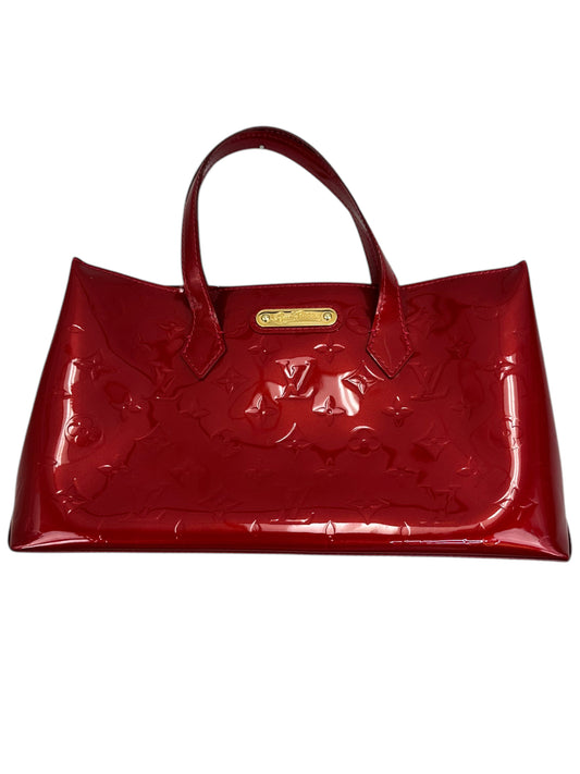 Louis Vuitton Red Shimmer Leather Monogram Handbag