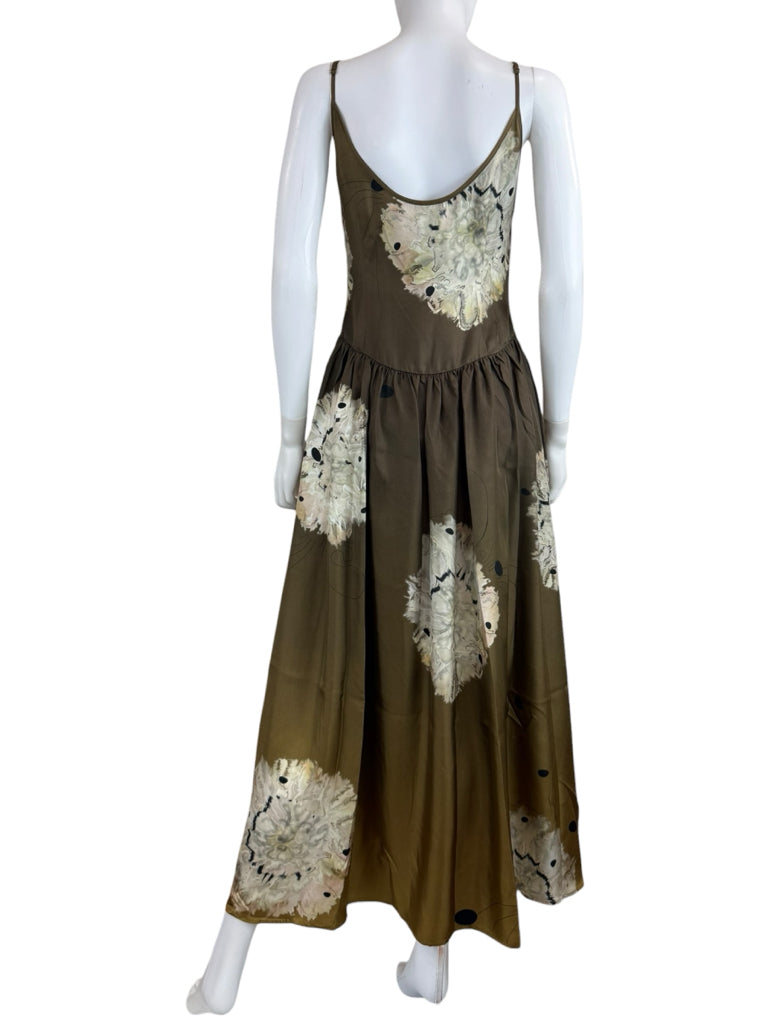 CYNTHIA ROWLEY NWT 100% Silk Dark Green Maxi Dress