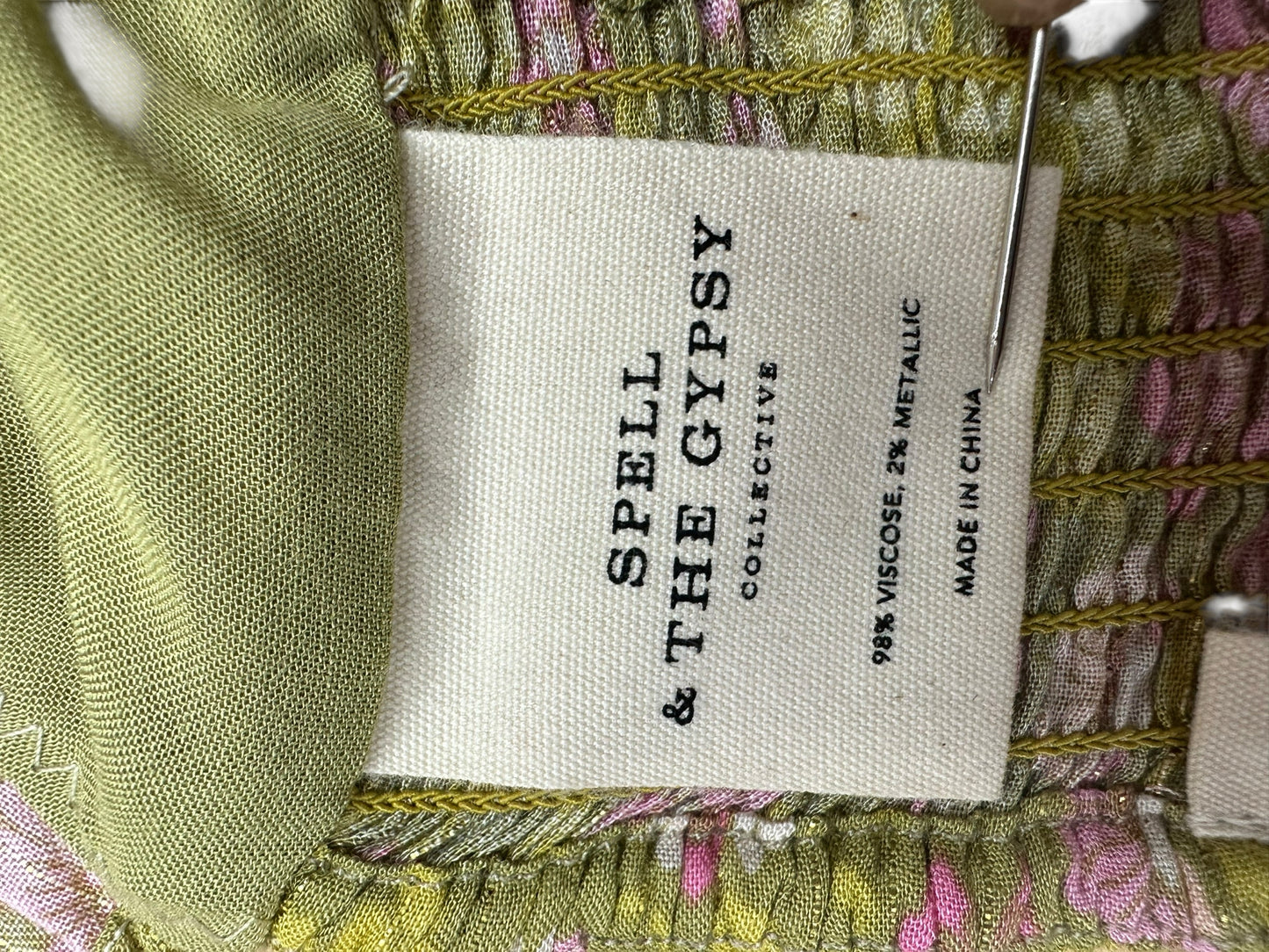 Spell & the Gypsy Green and Pink Blouse Size S
