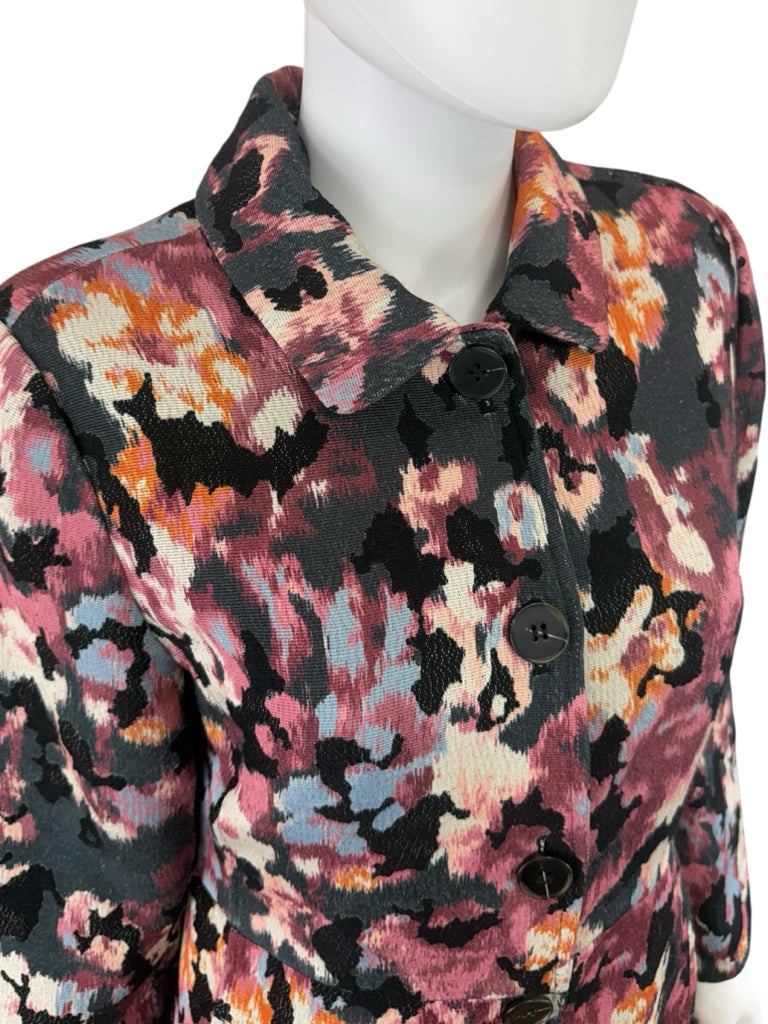 Chico's Muted Floral Drama Jacquard Coat Jacket Size M