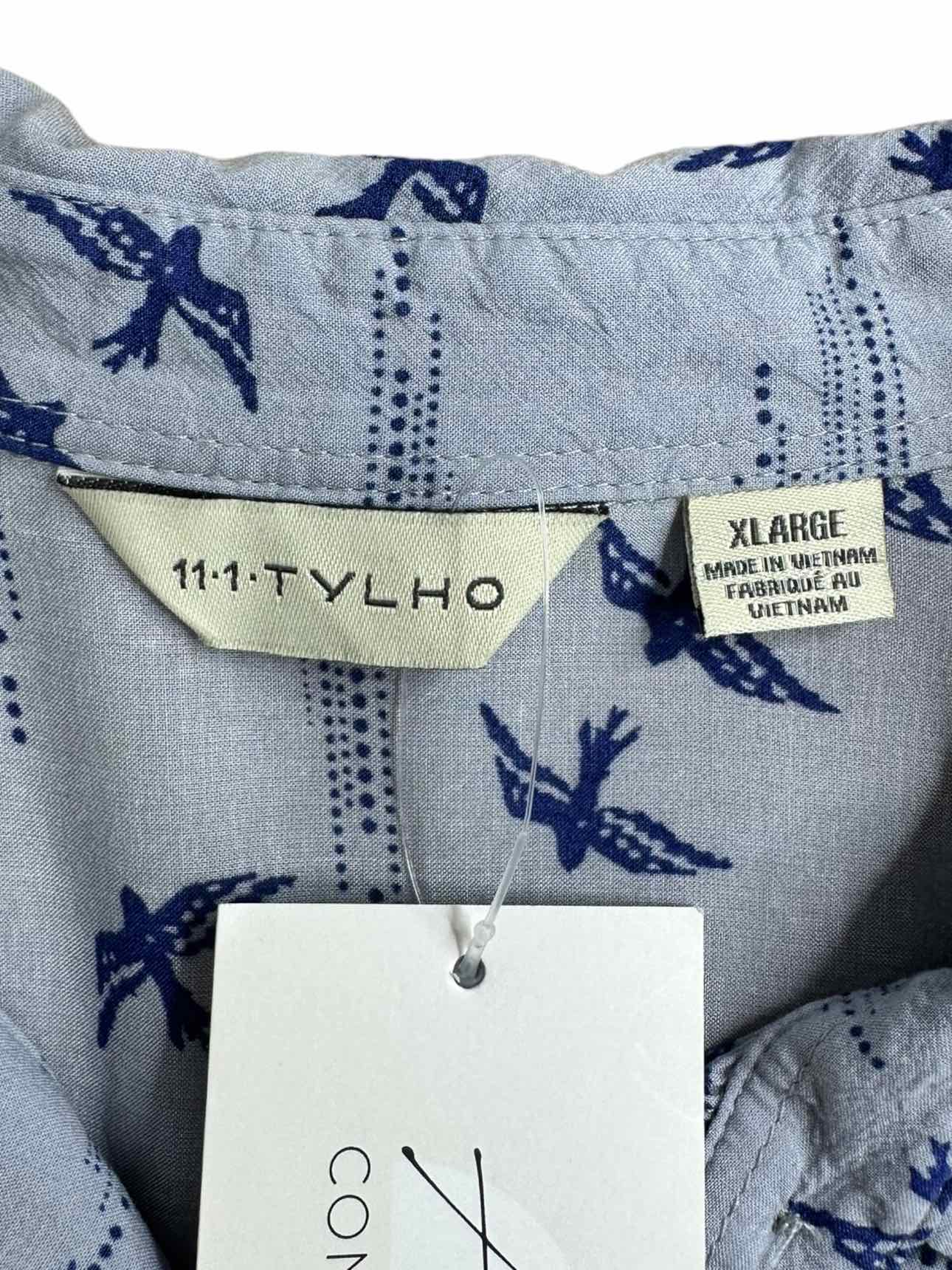 11.1.tylho Blue Bird Print Dress Size XL