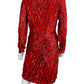 boston proper Red Sequin Sheer Midi Dress Size M