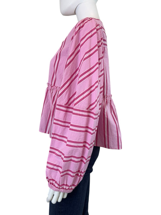 Free People NWT Pink Striped Brunch Babe Top Size S