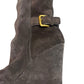 PRADA Brown Suede Wedge Knee Boots Size 7
