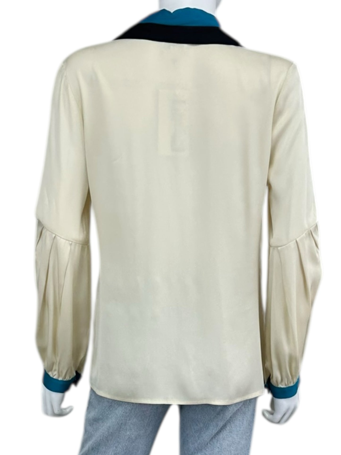 MILLY Cream Silk Button-Down Shirt Size 8