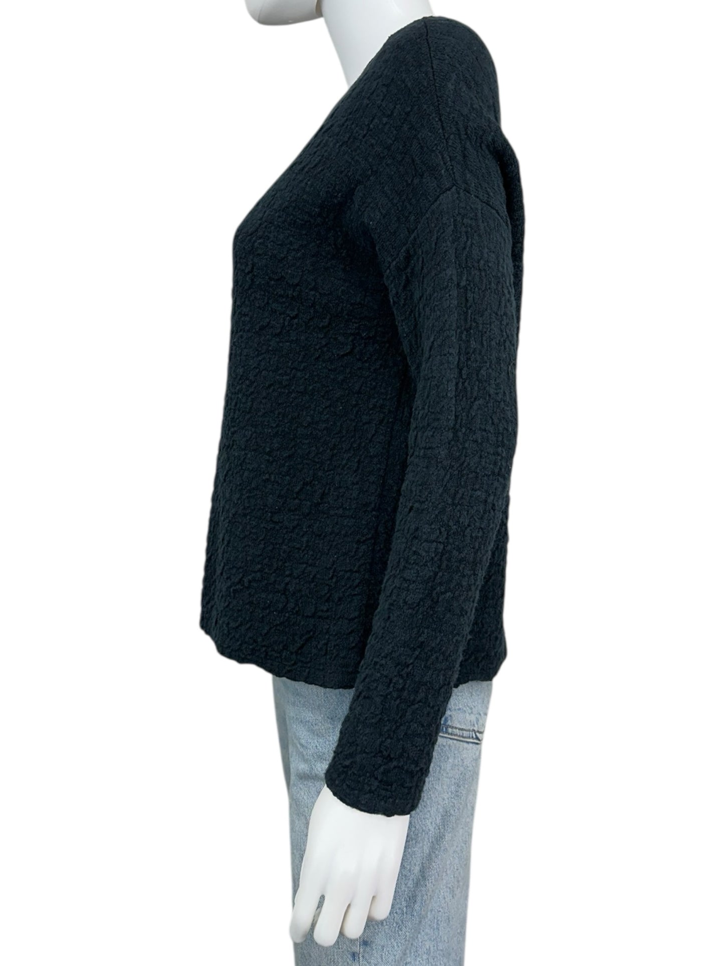 EILEEN FISHER Black Organic Linen Cotton Knit Top Size XXS