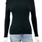 one grey day Black Ribbed Sweater Size S
