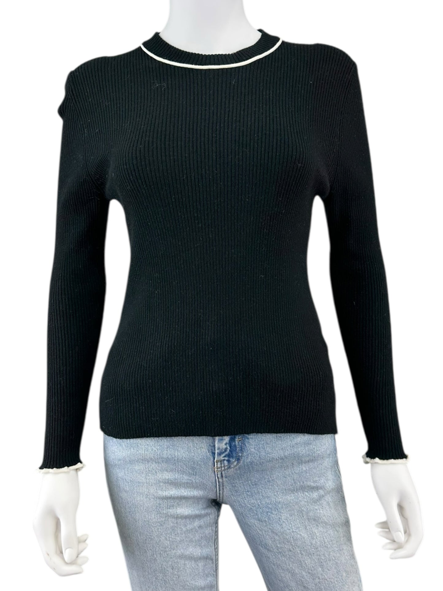 one grey day Black Ribbed Sweater Size S