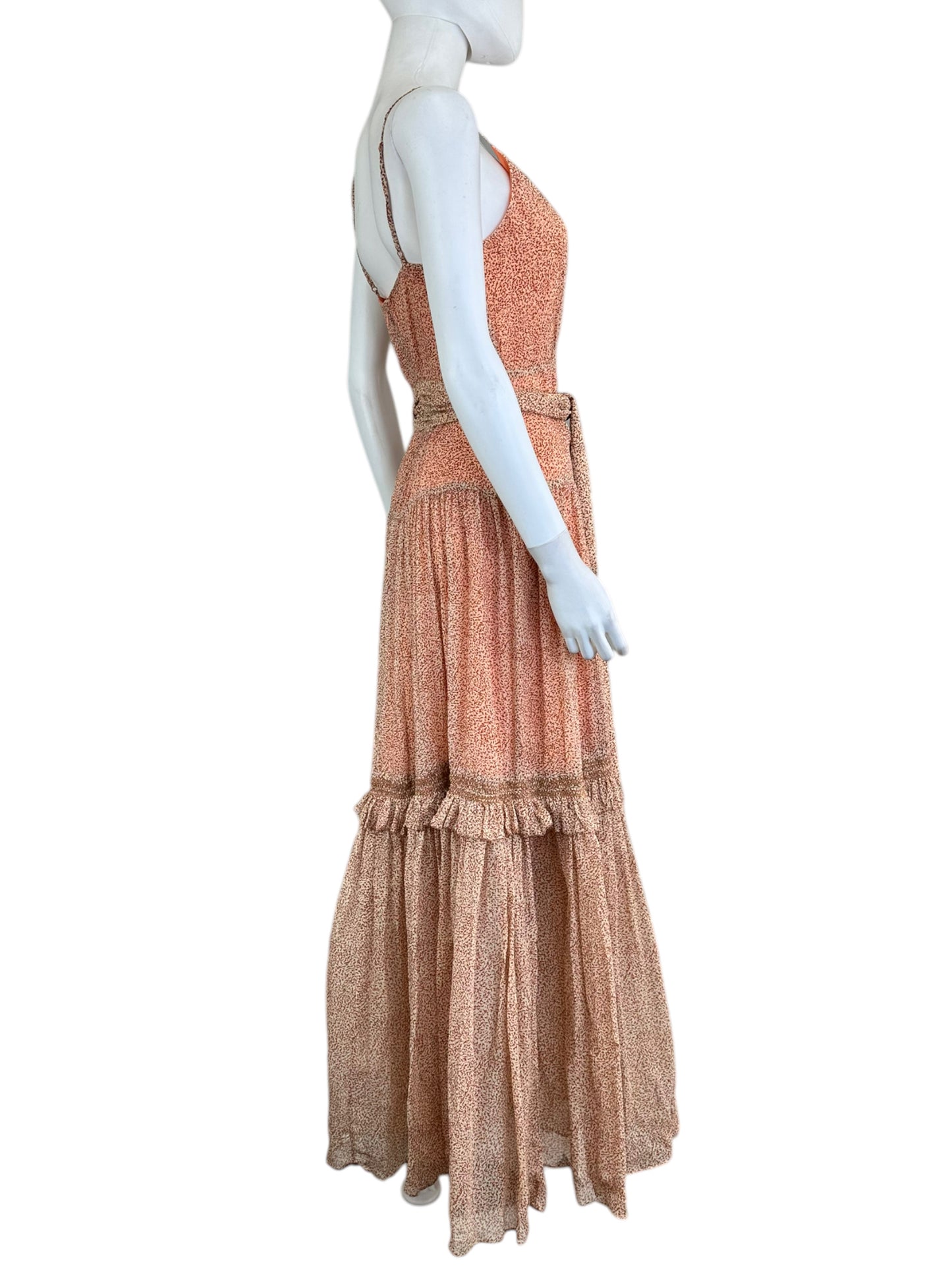 Jonathan Simhkai Orange Speckled Maxi Flowy Dress Size XS