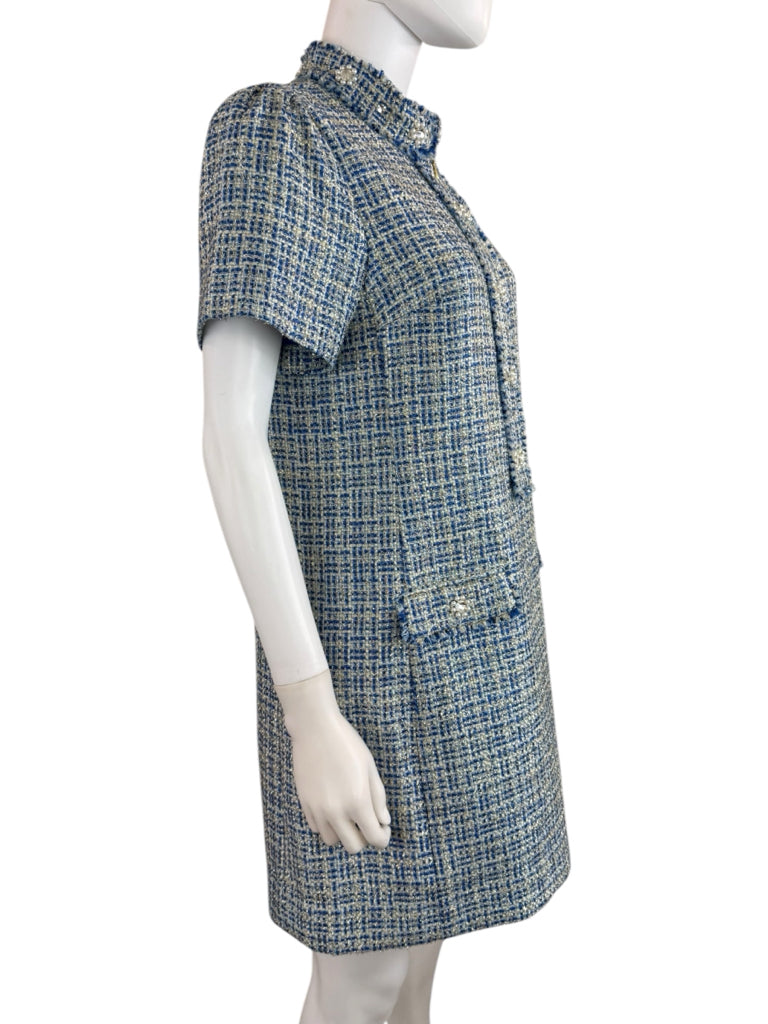 Lilly Pulitzer NWT Blue Teddy Metallic Tweed Shift Dress Size 4