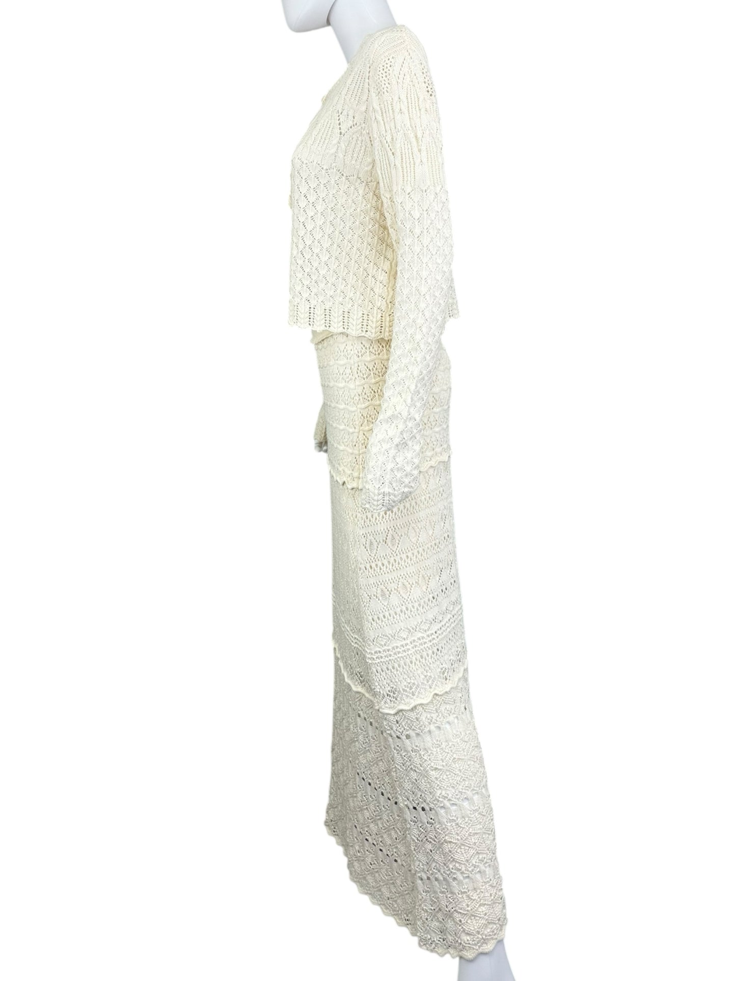 Moon River Two Piece White Knit Set Size M