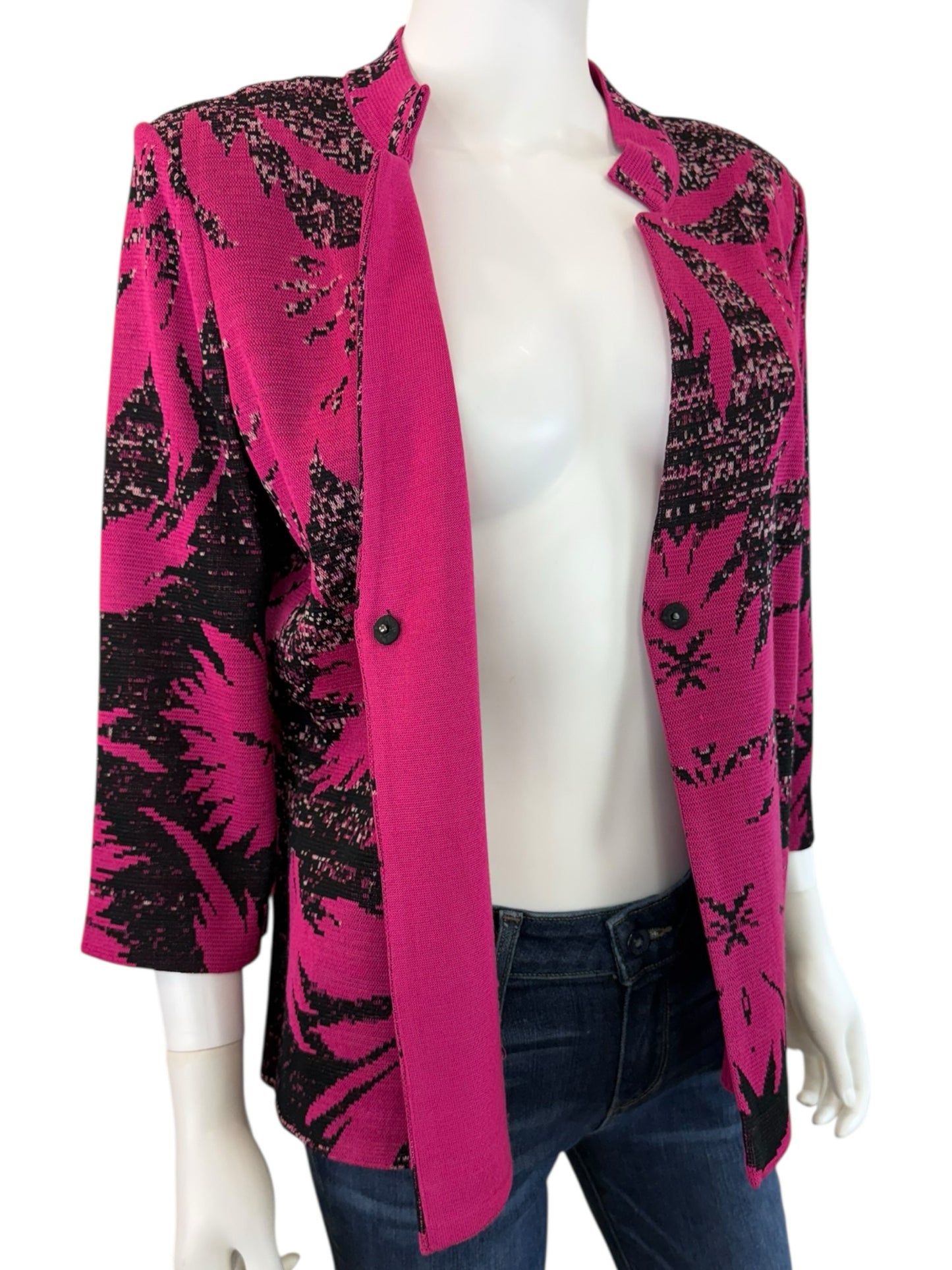 MING WANG Black And Pink Knit Jacket Size S