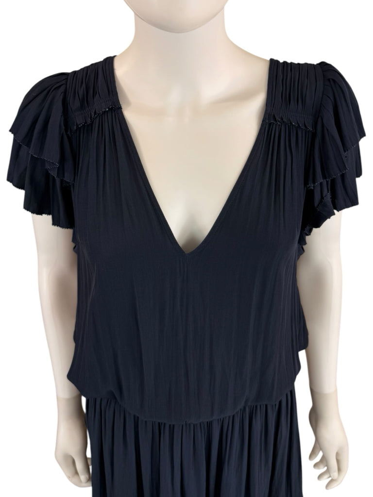 RAMY BROOK Navy Ruffle Maxi Dress Size L
