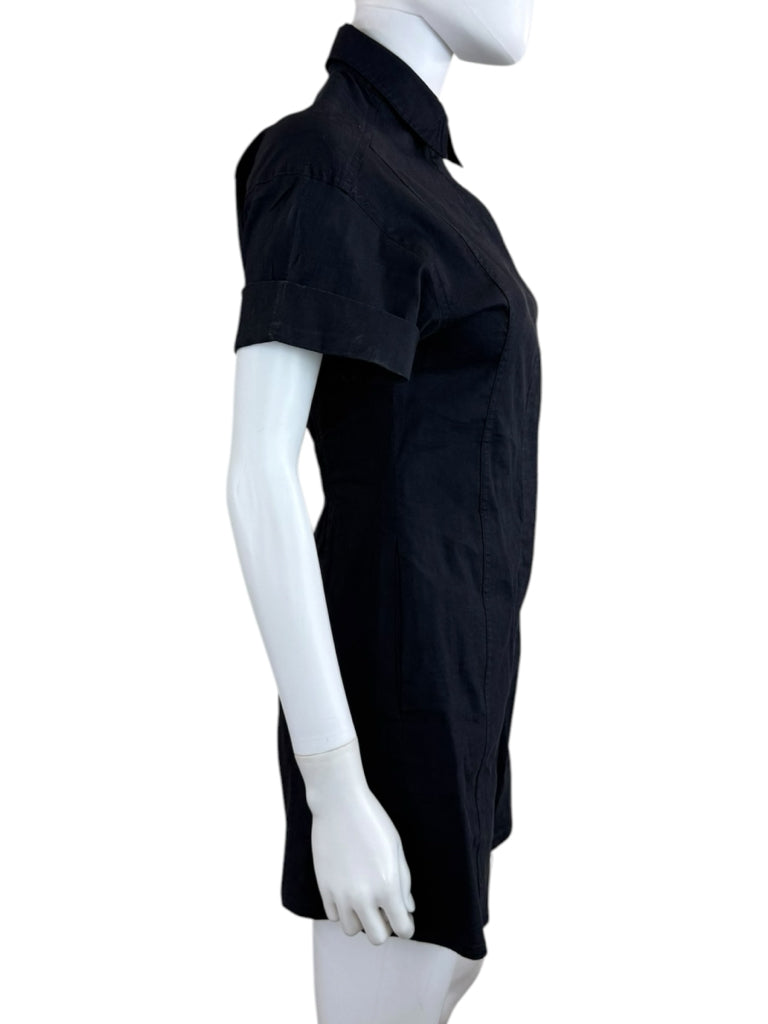 Theory Black Linen Romper Size 2