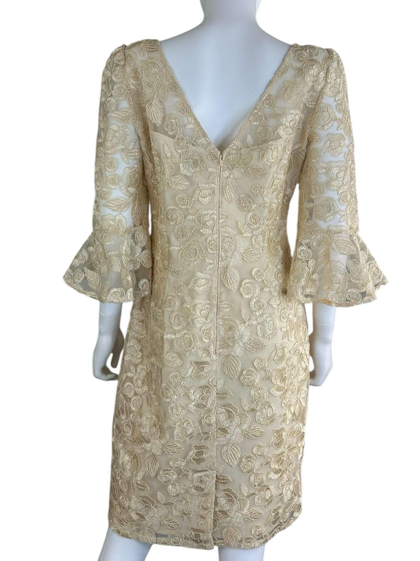 Adrianna Papell Cream Floral Lace Cocktail Dress Size 10