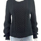LILLA P Black Cable Knit Sweater Size L