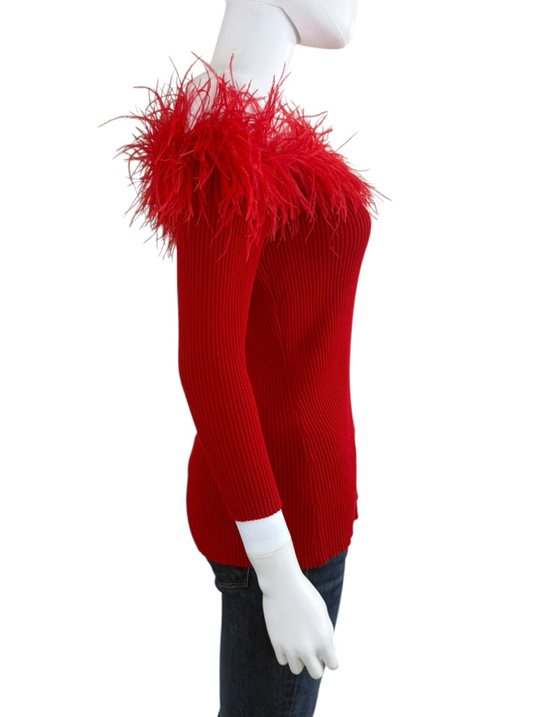 MILLY NWT Ruby Red Feather Top Size M