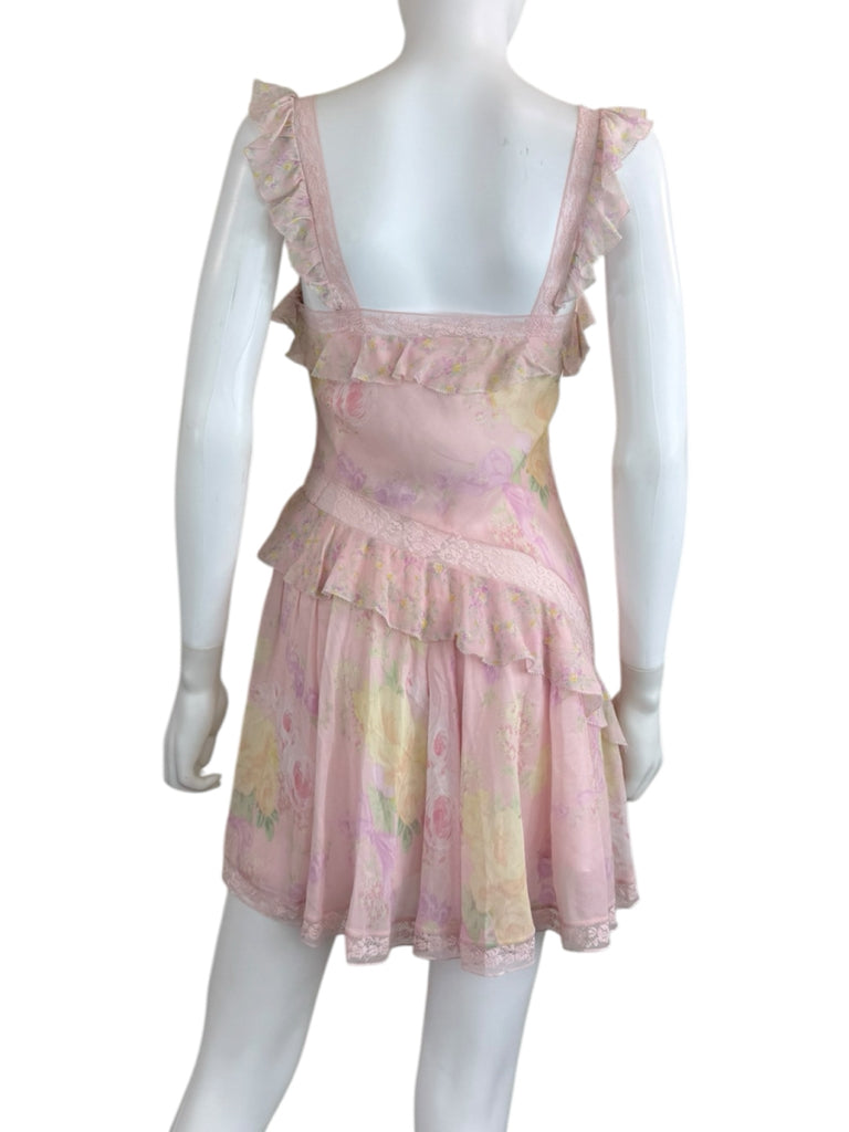 LOVE SHACK FANCY NWT Pink Floral Print Serima Dress Size XS