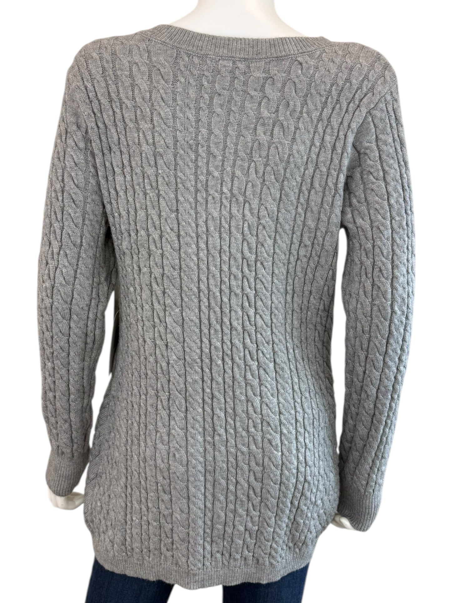Evolution By Cyrus NWT Aneesa Gray Cable Knit Sweater Size S