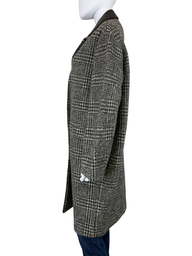 DOEN 100% Virgil Wool Houndstooth Check Dover Coat Size XS