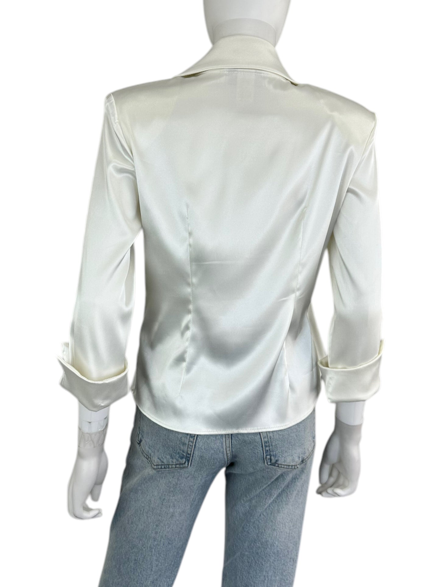 J.R.Nites Vintage White Satin Blouse Size MP