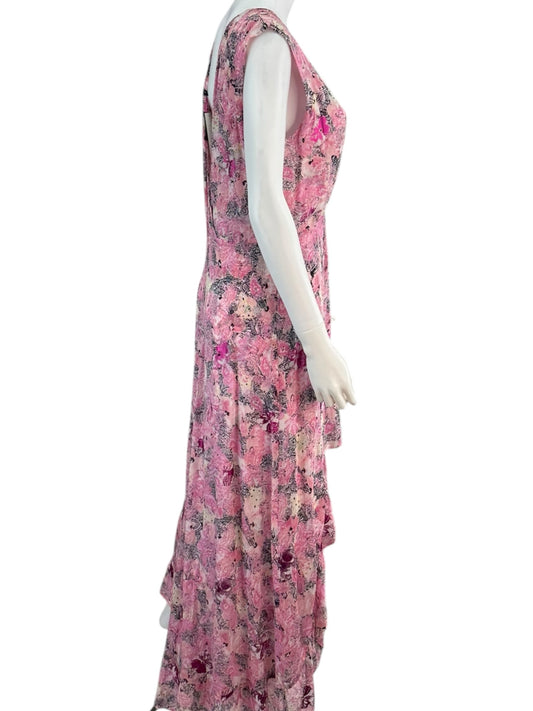 THE KOOPLES Pink Floral Midi Dress Size 3